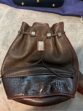 Brighton Brown Pebbled Leather Drawstring Backpack